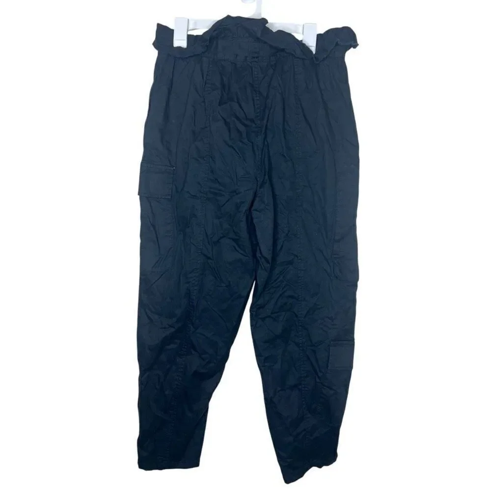 NEW Future Collective Jenny K. Lopez Fold Over Cargo Pants Black 10